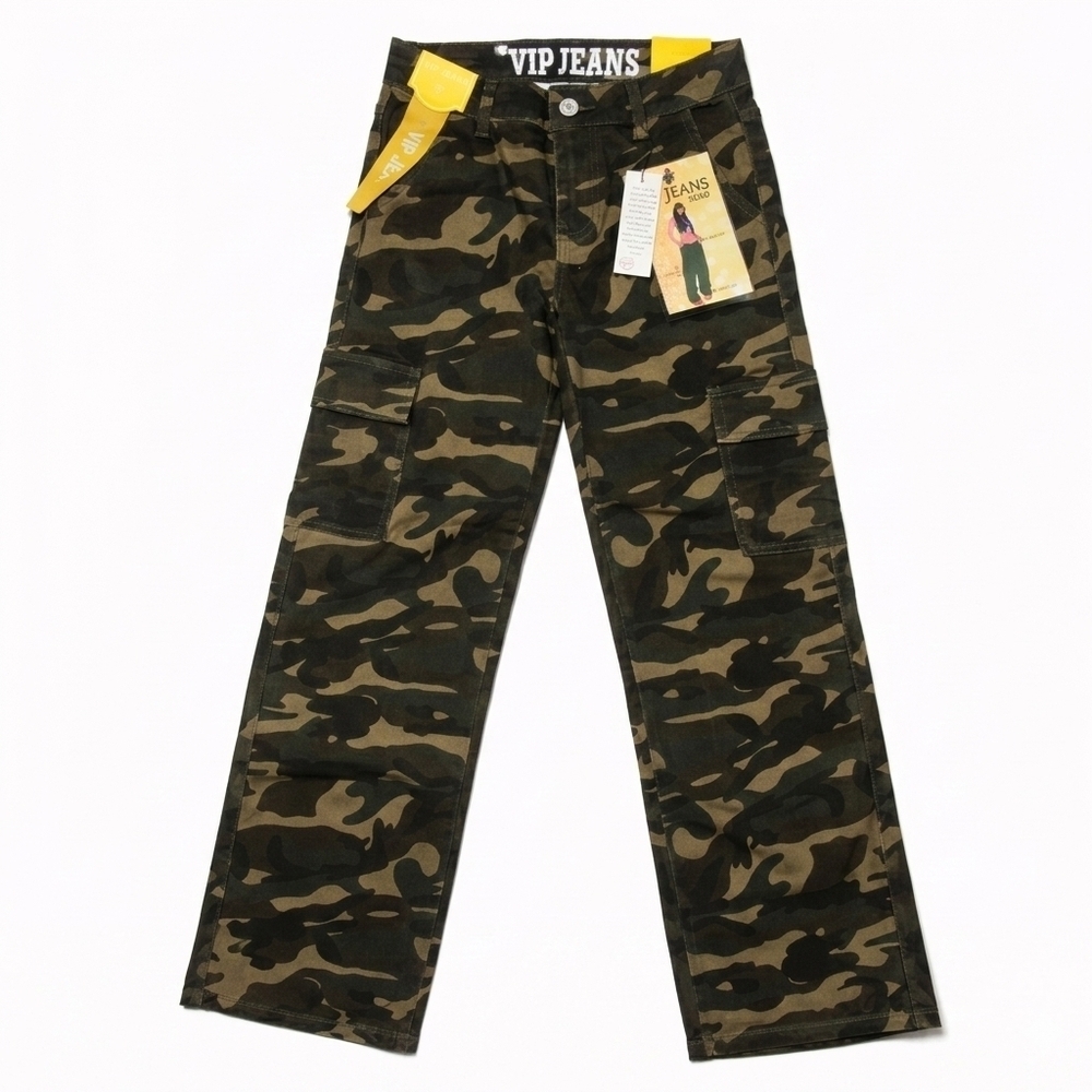 VIP Jeans XOXO Camo Cargo Pants Size 3/26 Wide Leg Utility New With Tags
